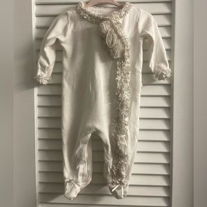 Miniclasix Onesie White/gold/silver Chiffon Rosettes, ribbons & bows Size 6M